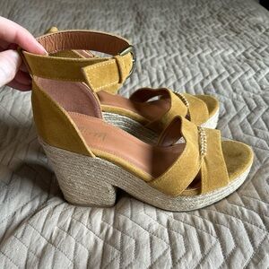 Mustard Yellow Suede Wedge Heels